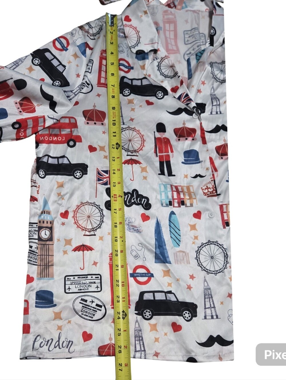 White Pajama Set London Icons Travel Vacation Resortwear Sleepwear Lounge - Picture 8 of 15